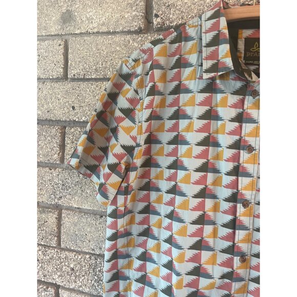 Prana PeacePath Abstract Woven Camp Shirt Mens Organic Cotton Button-Up Shirt Wi - Picture 6 of 11